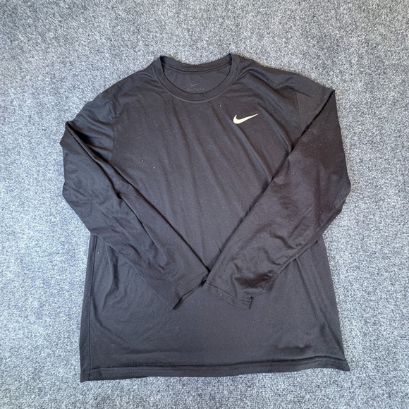 Nike Other - Nike Dri-FIT Tee Shirt Mens M Black White Swoosh Logo Activewear Long Sleeve